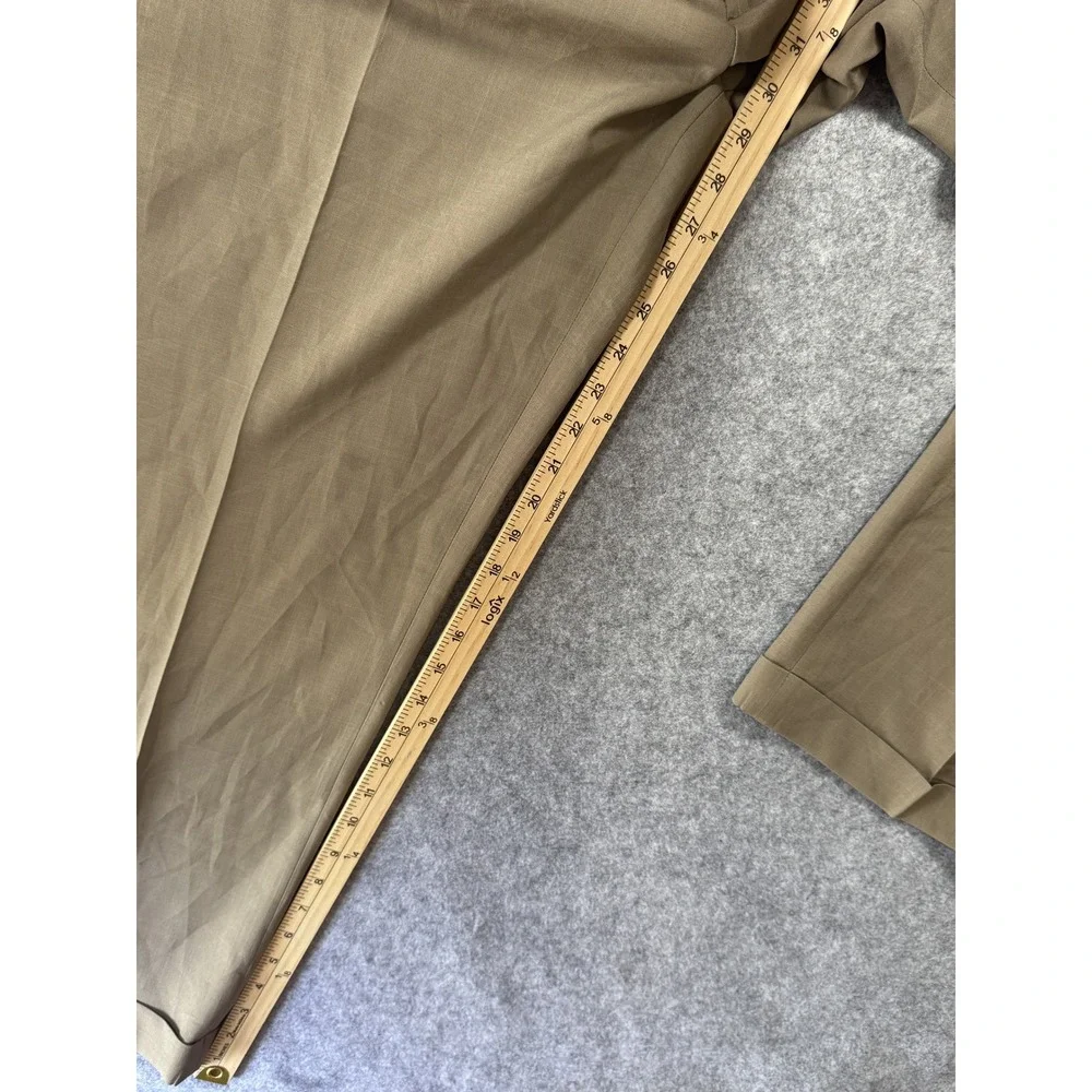 Van Heusen Studio Pleated Dress Pants 44/30 Khaki Brown Cuffed Professional